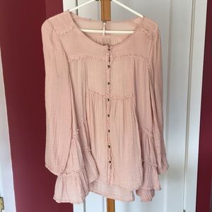 Light Pink Free People Long Sleeved Top